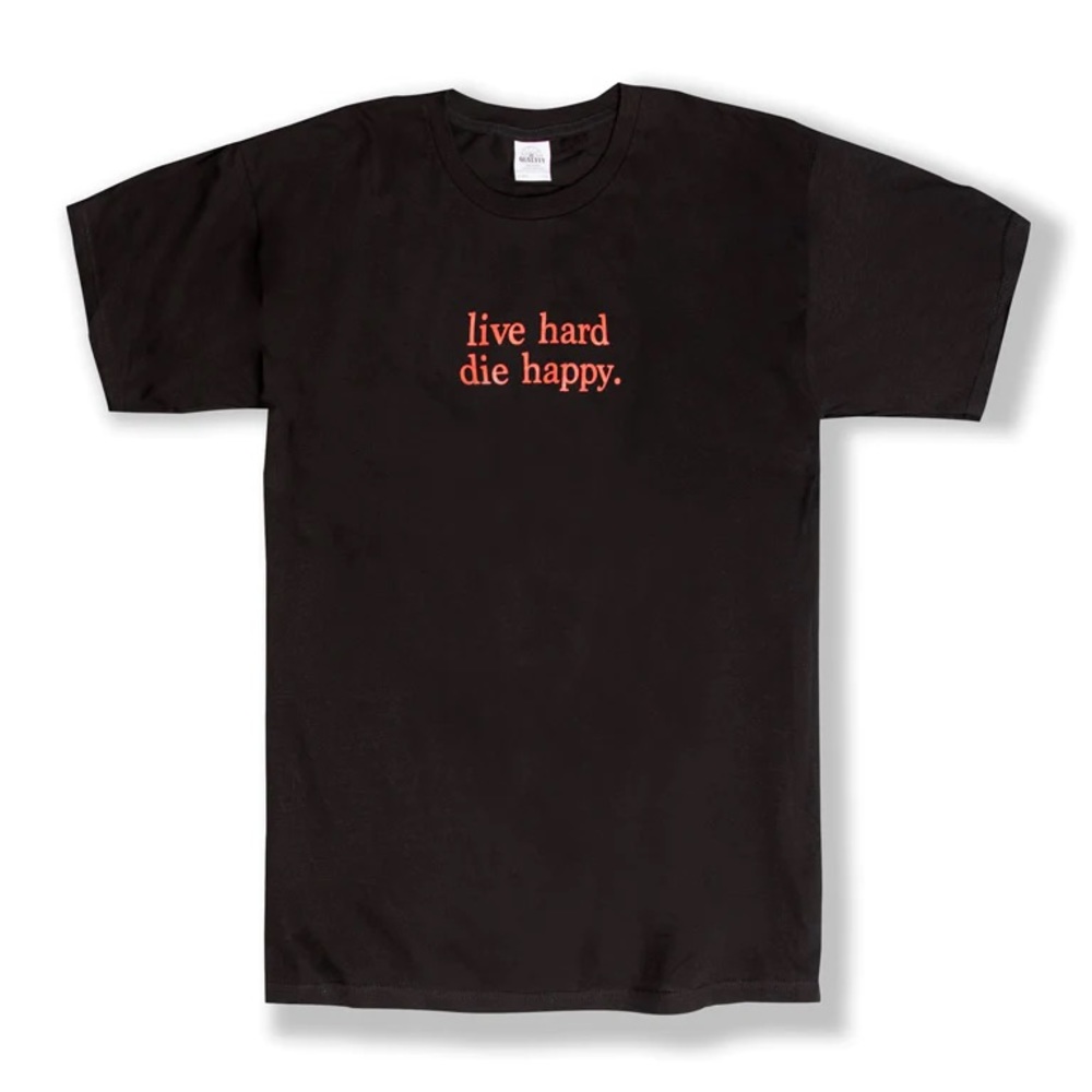 THE WHATEVER FOREVER LIVE HARD DIE HAPPY CREW TEE IN POWDER BLACK Sz  2XL NWT